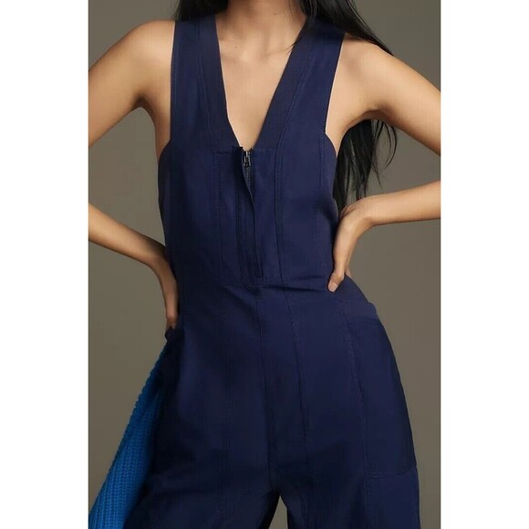 Daily Practice by Anthropologie Zip-Front Jumpsuit Wide Leg Cotton XL NEW 282746 - Picture 3 of 11
